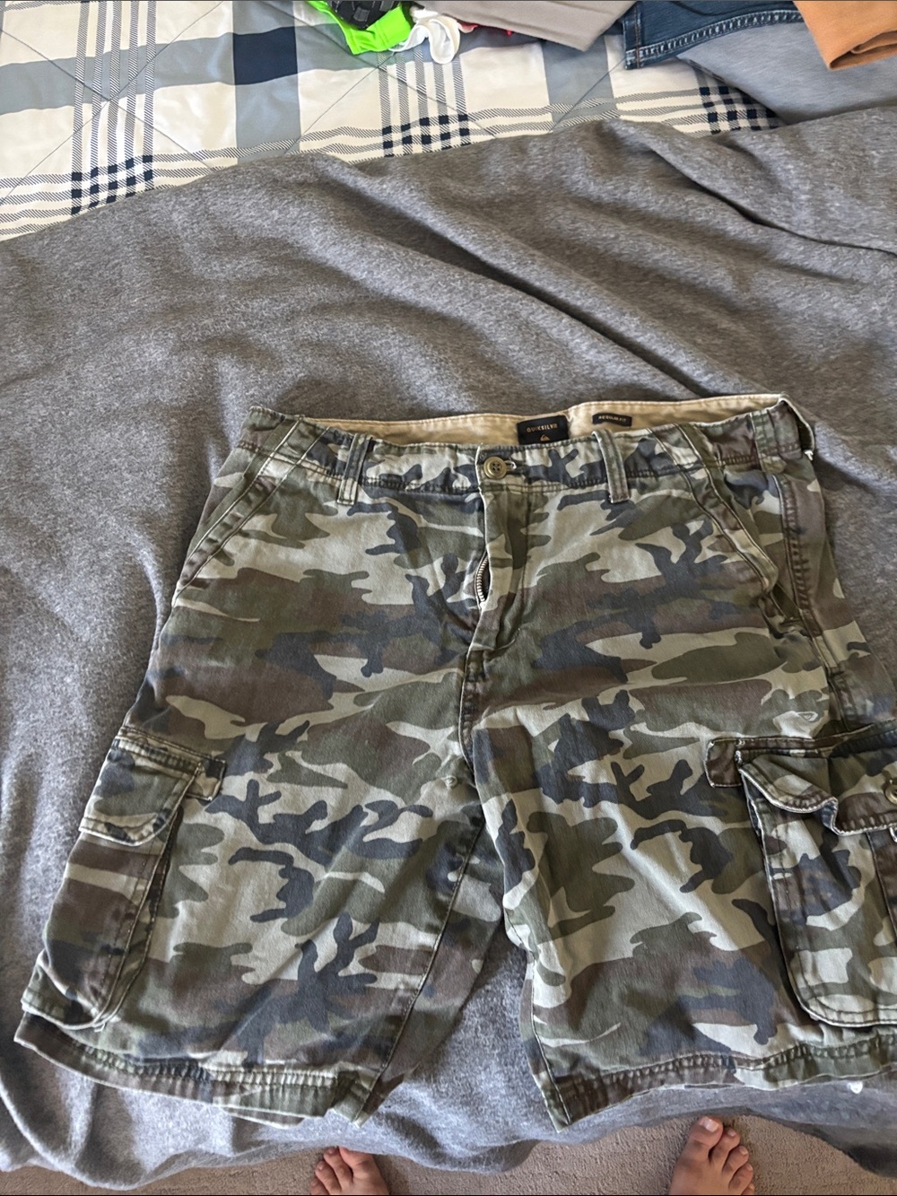 Quiksilver Men’s Camo Cargo Shorts in Green and Brown